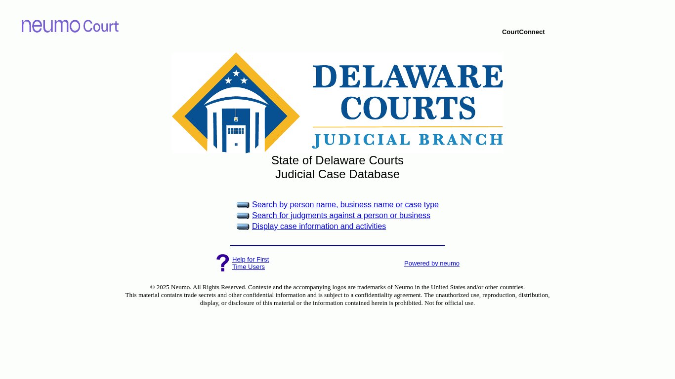 Delaware Judiciary CourtConnect Case Search