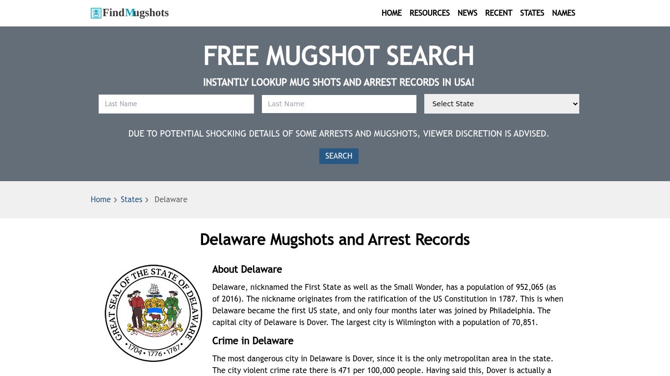 Find Delaware Mugshots - Find Mugshots